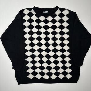 Sostanza Vintage 1990s Graphic Harlequin Black and White Women’s Sweater